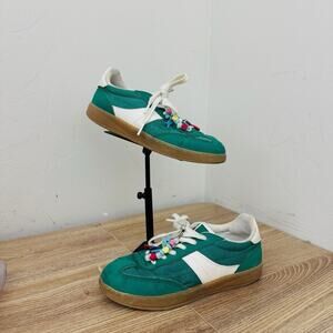 Zara Detail Green Leather Sneakers Girls Size 2.5